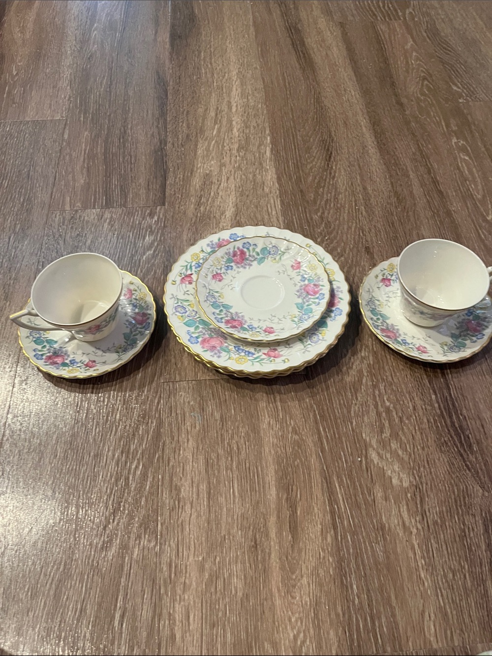 Vintage Floral Lilac Rose Bone China Tea Cup, Saucer and plate Set